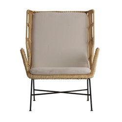 WUTACH Armchair in Rattan, Iron and Natural/Beige Cotton, 71x92x88 cm.