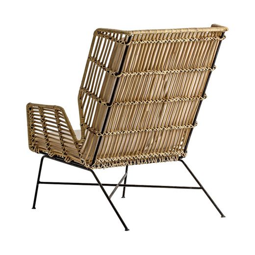WUTACH Armchair in Rattan, Iron and Natural/Beige Cotton, 71x92x88 cm.