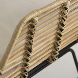 WUTACH Armchair in Rattan, Iron and Natural/Beige Cotton, 71x92x88 cm.