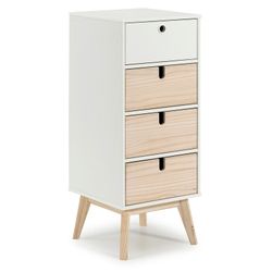 Sinfonier de madera blanco y madera natural, 40 x 37 x 100 cm