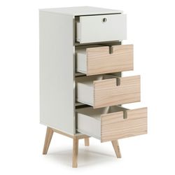 Sinfonier de madera blanco y madera natural, 40 x 37 x 100 cm