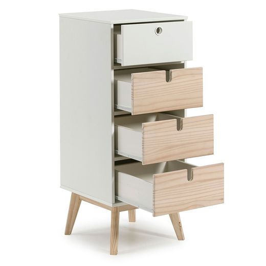 Sinfonier de madera blanco y madera natural, 40 x 37 x 100 cm