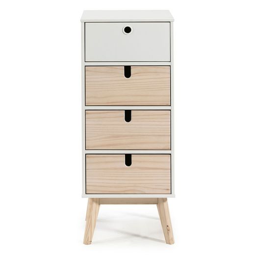 Sinfonier de madera blanco y madera natural, 40 x 37 x 100 cm