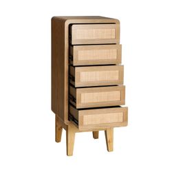 Fir wood chest of drawers in natural, 40 x 41 x 101 cm | Doazit