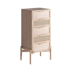 Ash wood and rattan chest of drawers in natural, 52 x 35 x 100 cm | Weurtz