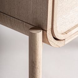 Ash wood and rattan chest of drawers in natural, 52 x 35 x 100 cm | Weurtz