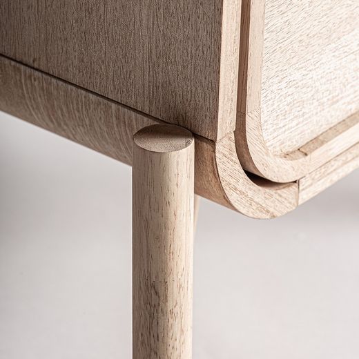 Ash wood and rattan chest of drawers in natural, 52 x 35 x 100 cm | Weurtz