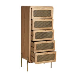 Cômoda em madeira de pinho em ouro natural e antigo, 48 x 40 x 111 cm | Nevoy