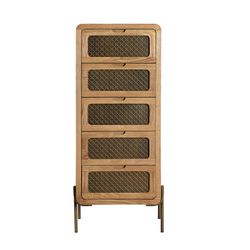Cômoda em madeira de pinho em ouro natural e antigo, 48 x 40 x 111 cm | Nevoy