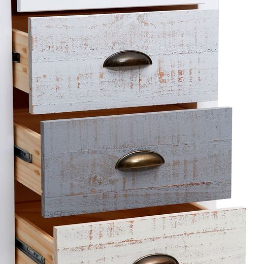 Commode en bois de pin multicolore, 46 x 35 x 80 cm