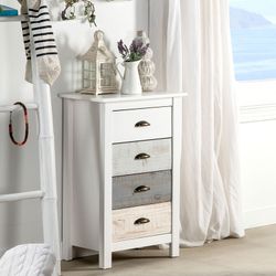 Commode en bois de pin multicolore, 46 x 35 x 80 cm