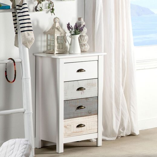 Commode en bois de pin multicolore, 46 x 35 x 80 cm