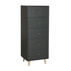 Commode en bois gris foncé, 45 x 40 x 116 cm | Trèmes