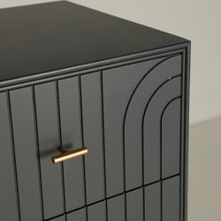 Commode en bois gris foncé, 45 x 40 x 116 cm | Trèmes