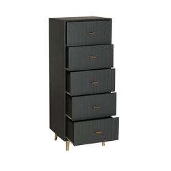 Commode en bois gris foncé, 45 x 40 x 116 cm | Trèmes