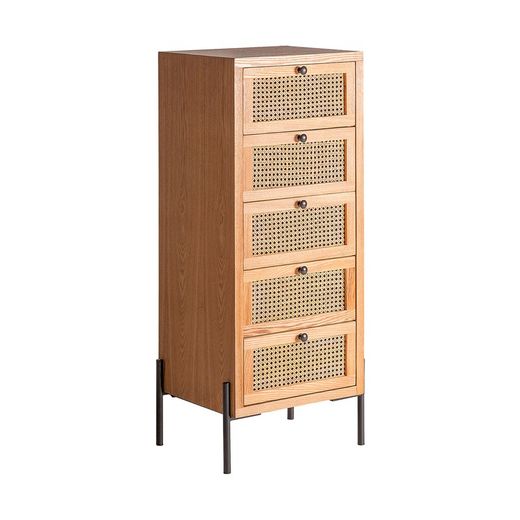 Commode en bois et rotin naturel, 45 x 40 x 115 cm | Zéthel