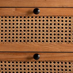 Commode en bois et rotin naturel, 45 x 40 x 115 cm | Zéthel