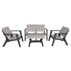 SIROS-Resin Chillvert Garden Set 1 Sofa 2 Seats + 2 Armchairs + 1 Table Beige and Gray