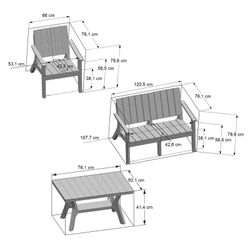 SIROS-Resin Chillvert Garden Set 1 Sofa 2 Seats + 2 Armchairs + 1 Table Beige and Gray