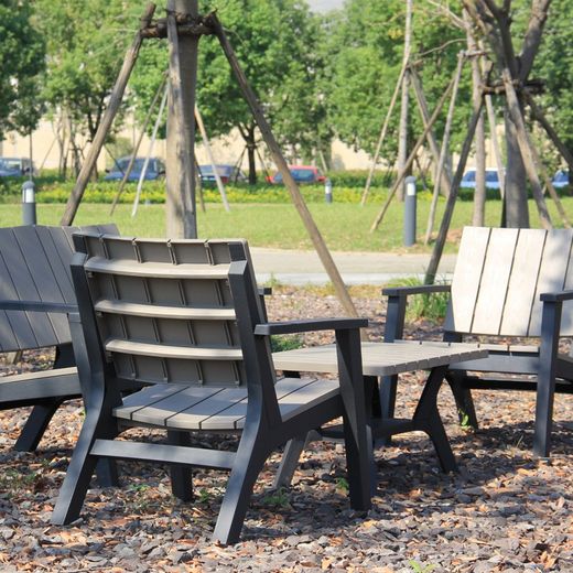 SIROS-Resin Chillvert Garden Set 1 Sofa 2 Seats + 2 Armchairs + 1 Table Beige and Gray
