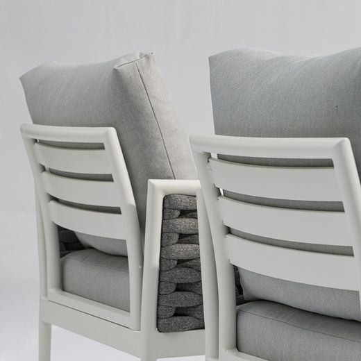 Garden set in white aluminum and rope | Walga