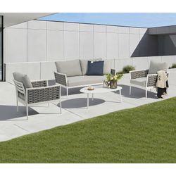 Garden set in white aluminum and rope | Walga