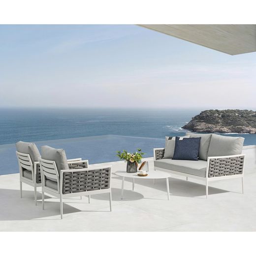 Garden set in white aluminum and rope | Walga