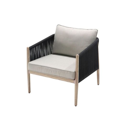 Garden set in natural aluminum and anthracite rope | Sunset