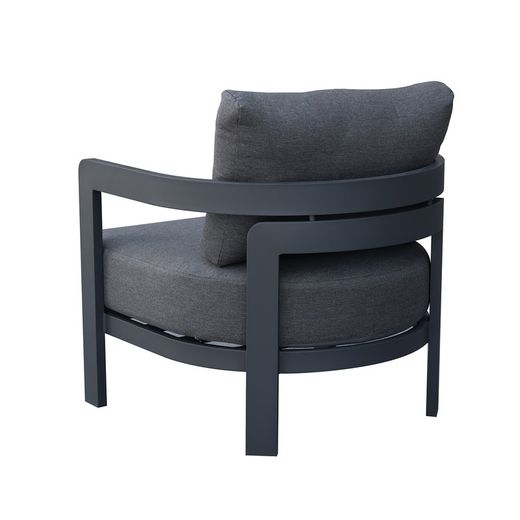 Canapé 1 place en aluminium et tissu anthracite, 75 x 77,5 x 82 cm | Babylone