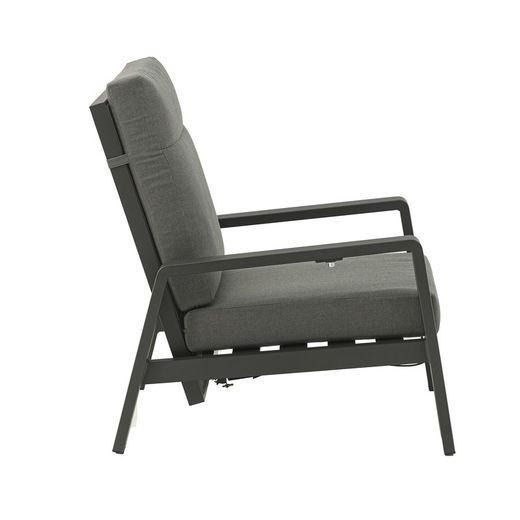 1-seater sofa in aluminum and anthracite fabric, 82 x 99.5 x 97.5 cm | Albury