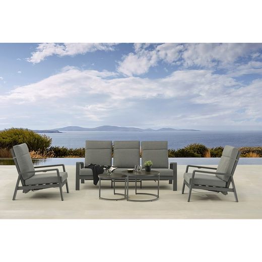 1-seater sofa in aluminum and anthracite fabric, 82 x 99.5 x 97.5 cm | Albury