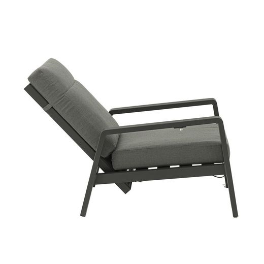 1-seater sofa in aluminum and anthracite fabric, 82 x 99.5 x 97.5 cm | Albury