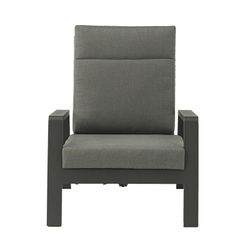 1-seater sofa in aluminum and anthracite fabric, 82 x 99.5 x 97.5 cm | Albury