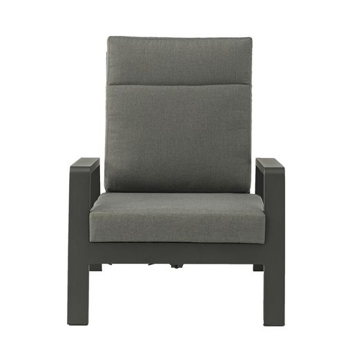 1-seater sofa in aluminum and anthracite fabric, 82 x 99.5 x 97.5 cm | Albury