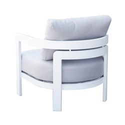 Canapé 1 place en aluminium et tissu blanc, 75 x 77,5 x 82 cm | Babylone