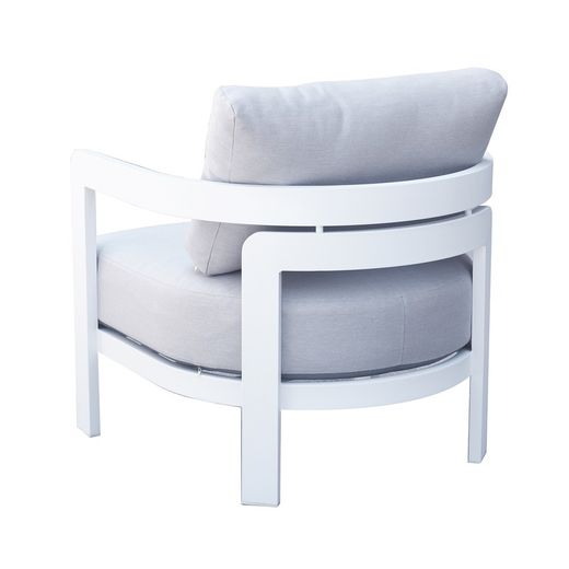 Canapé 1 place en aluminium et tissu blanc, 75 x 77,5 x 82 cm | Babylone