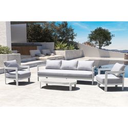 Canapé 1 place en aluminium et tissu blanc, 75 x 77,5 x 82 cm | Babylone