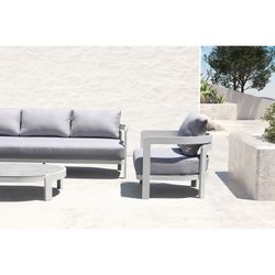 Canapé 1 place en aluminium et tissu blanc, 75 x 77,5 x 82 cm | Babylone