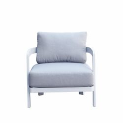 Canapé 1 place en aluminium et tissu blanc, 75 x 77,5 x 82 cm | Babylone