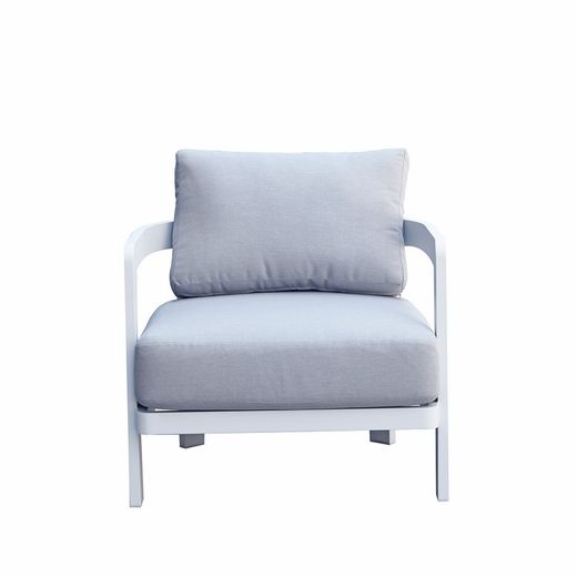 Canapé 1 place en aluminium et tissu blanc, 75 x 77,5 x 82 cm | Babylone