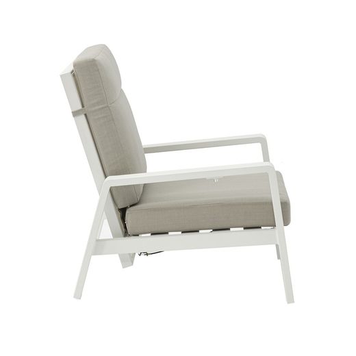 1-seater aluminum and white fabric sofa, 82 x 99.5 x 97.5 cm | Albury