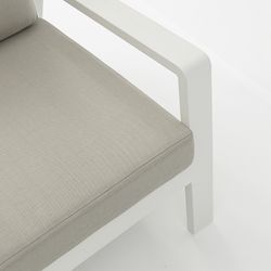 1-seater aluminum and white fabric sofa, 82 x 99.5 x 97.5 cm | Albury