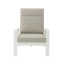1-seater aluminum and white fabric sofa, 82 x 99.5 x 97.5 cm | Albury