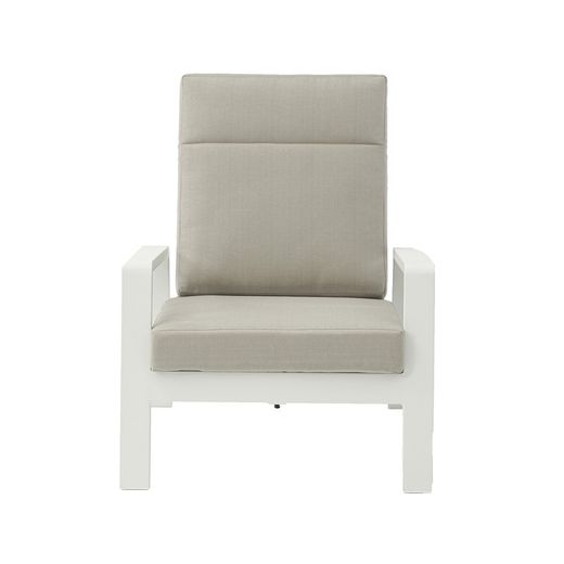 1-seater aluminum and white fabric sofa, 82 x 99.5 x 97.5 cm | Albury