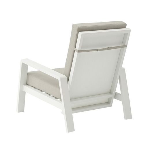 1-seater aluminum and white fabric sofa, 82 x 99.5 x 97.5 cm | Albury