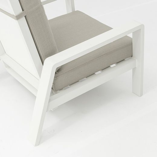 1-seater aluminum and white fabric sofa, 82 x 99.5 x 97.5 cm | Albury