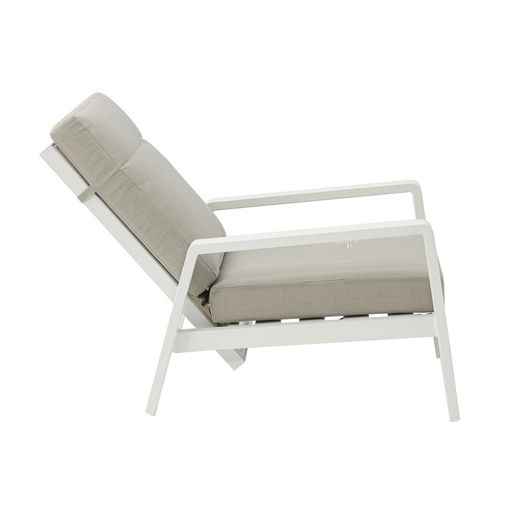 1-seater aluminum and white fabric sofa, 82 x 99.5 x 97.5 cm | Albury