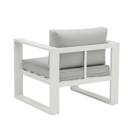 1-seater aluminum and fabric sofa in white and light gray, 85 x 80 x 83 cm | Nyland