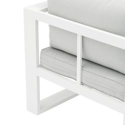 1-seater aluminum and fabric sofa in white and light gray, 85 x 80 x 83 cm | Nyland