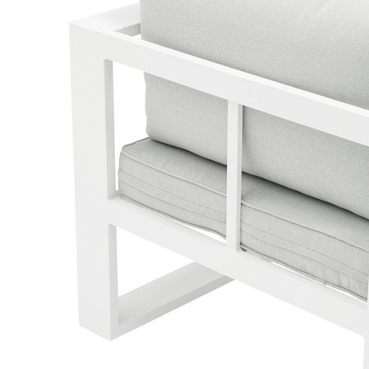 1-seater aluminum and fabric sofa in white and light gray, 85 x 80 x 83 cm | Nyland